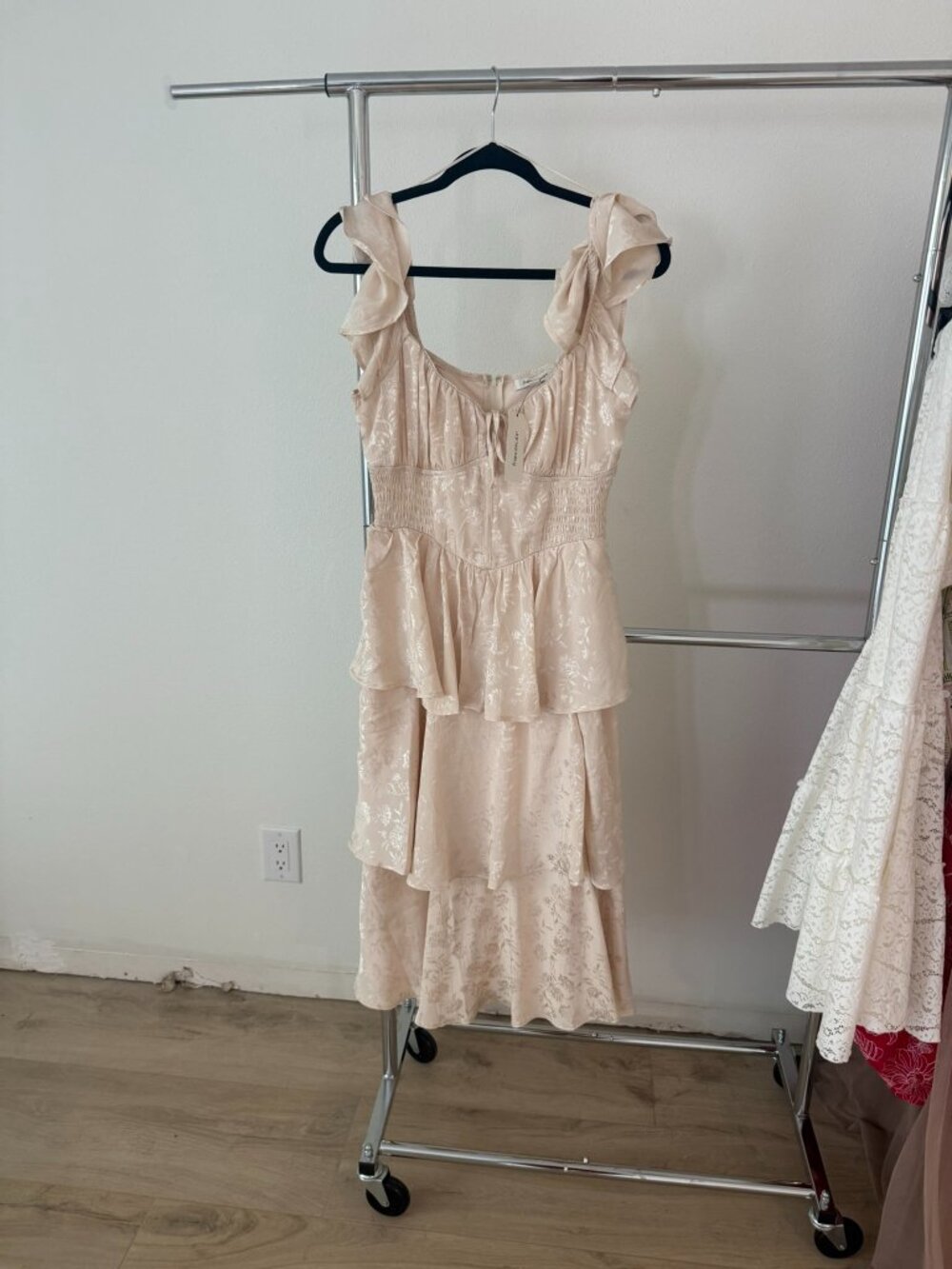 Francesca's Champagne Ruffle Dress NYT - Size Small